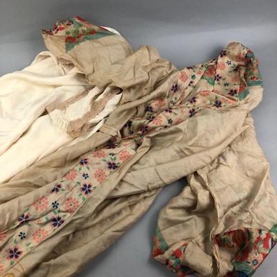Lot 94 - A MID 20TH CENTURY CHINESE SILK ROBE AND A NIGHTDRESS