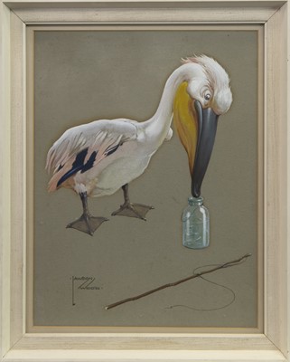 Lot 40 - PELICAN, A WATERCOLOUR BY CLARENCE LAWSON WOOD