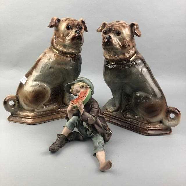 Lot 9 - A PAIR OF STAFFORDSHIRE DOGS ALONG WITH OTHER CERAMICS