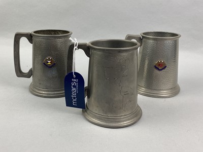 Lot 327 - A LOT OF PEWTER TANKARDS AND A CERAMIC TANKARD