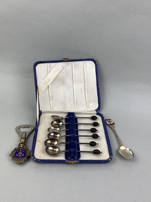 Lot 365 - A SET OF SIX SILVER SPOONS AND SILVER PLATED CUTLERY