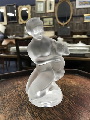 Lot 299 - A LALIQUE FROSTED GLASS GROUP OF DIANN AND THE FAWN