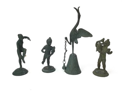 Lot 1129 - A LOT OF FOUR PATINATED SCULPTURES AFTER THE ANTIQUE ALONG WITH ASSORTED FRAGMENTS