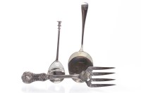 Lot 635 - VICTORIAN QUEEN'S PATTERN SILVER SERVING FORK...