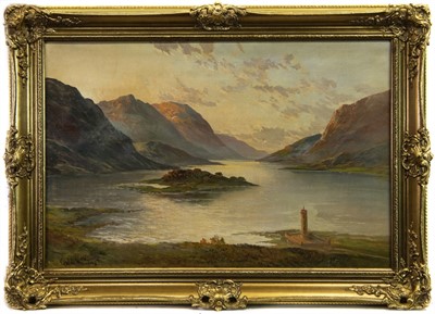 Lot 43 - GLENFINNAN AND THE HEAD OF LOCH SHIEL, AN OIL BY GRAHAM WILLIAMS