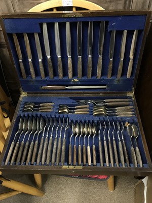 Lot 407 - A CANTEEN OF SILVER PLATED CUTLERY AND A CAVALET BRIEFCASE