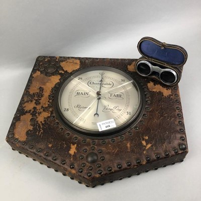 Lot 418 - A 20TH CENTURY WALL BAROMETER AND A PAIR OF BINOCULARS