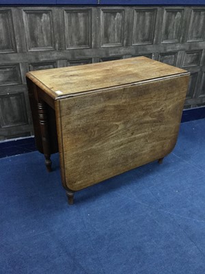 Lot 424 - A 20TH CENTURY OAK DROP LEAF TABLE AMD A CHILDS ROCKING CHAIR