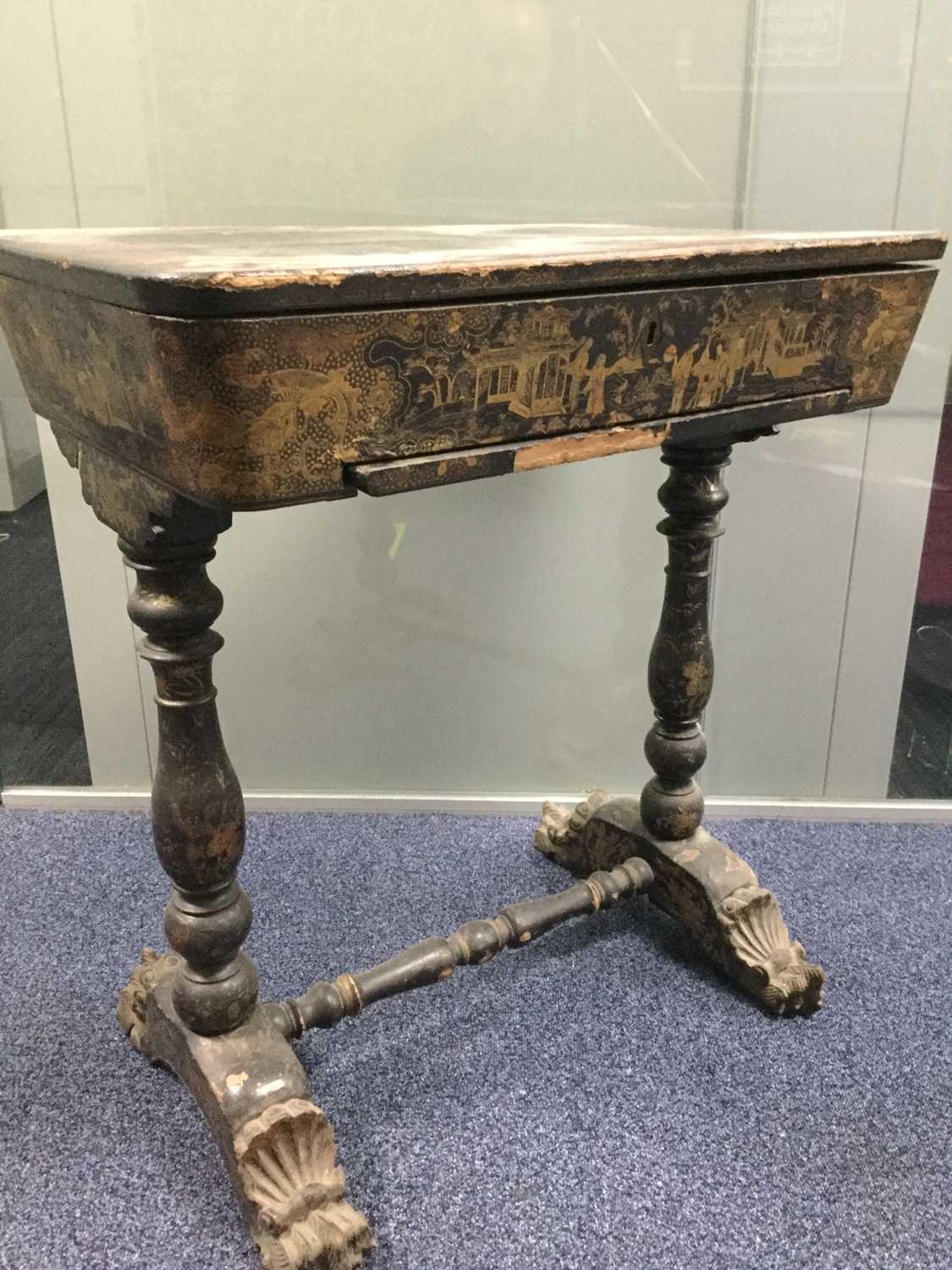 Lot 722 - A 19TH CENTURY JAPANNED WORK TABLE