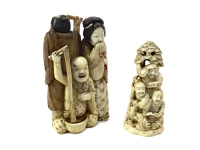 Lot 874 - A LOT OF TWO JAPANESE IVORY CARVINGS