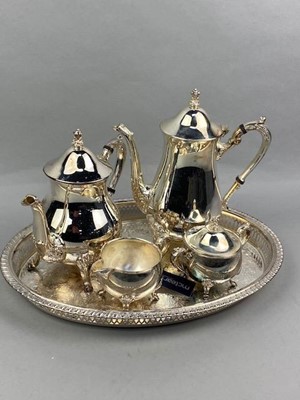 Lot 430 - A FOUR PIECE SILVER PLATED TEA SERVICE AND OTHER SILVER PLATED CUTLERY