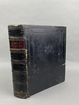 Lot 166 - A 19TH CENTURY BOOK OF FAMILY DEVOTION AND OTHER ITEMS