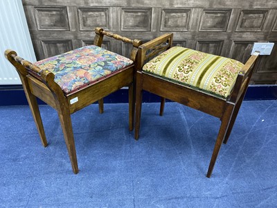 Lot 381 - A LOT OF TWO 20TH CENTURY PIANO STOOLS