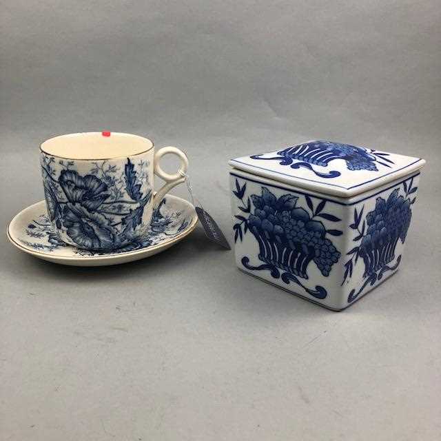 Lot 459 - A BLUE & WHITE CUP AND SAUCER AND OTHER BLUE AND WHITE CERAMICS