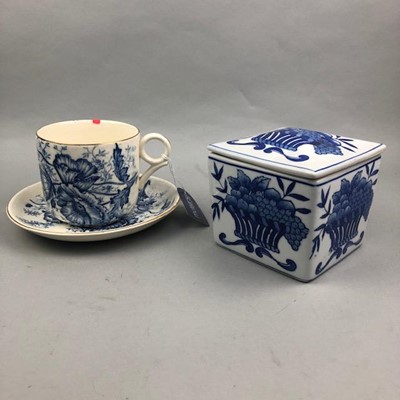 Lot 459 - A BLUE & WHITE CUP AND SAUCER AND OTHER BLUE AND WHITE CERAMICS