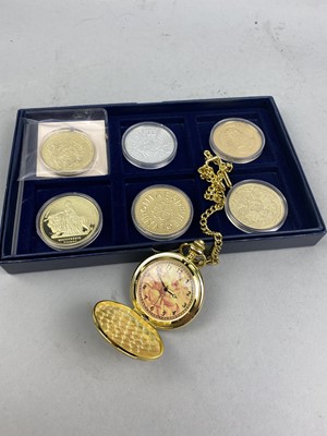 Lot 476 - A LOT OF VARIOUS COINS AND A POCKET WATCH