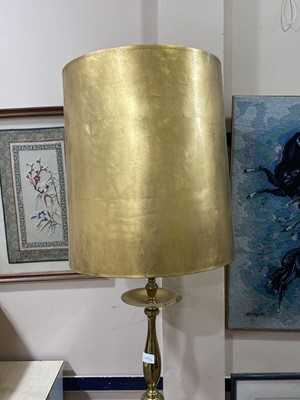 Lot 489 - A BRASS STANDARD LAMP AND A BRASS TABLE LAMP