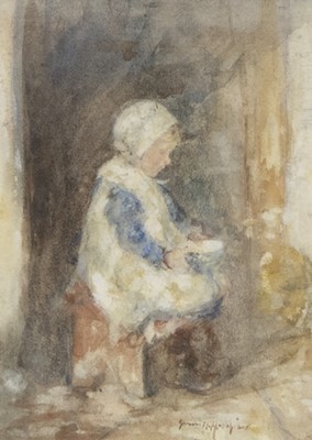 Lot 57 - STUDY OF A YOUNG GIRL, A WATERCOLOUR BY ROBERT GEMMELL HUTCHISON
