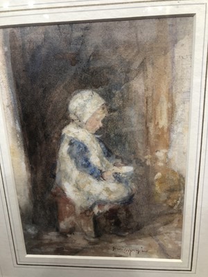 Lot 57 - STUDY OF A YOUNG GIRL, A WATERCOLOUR BY ROBERT GEMMELL HUTCHISON