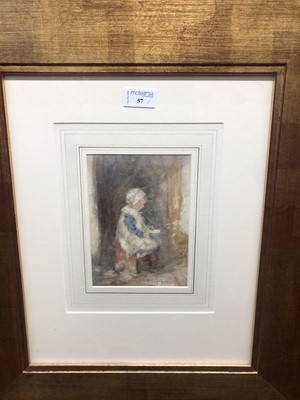 Lot 57 - STUDY OF A YOUNG GIRL, A WATERCOLOUR BY ROBERT GEMMELL HUTCHISON