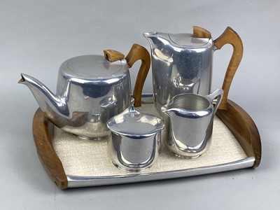 Lot 436 - A PICQUOT WARE TEA AND COFFEE SERVICE ON TRAY