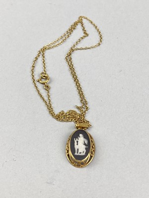 Lot 443 - A GOLD MOUNTED CAMEO PENDANT ON CHAIN