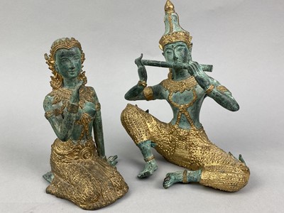 Lot 447 - A BRONZED FIGURE OF A BUDDHA AND ANOTHER