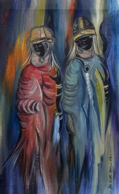 Lot 806 - ABSTRACT FIGURES, AN OIL BY ADEYERA NIYI