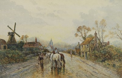 Lot 538 - THE EVENING HOUR, A WATERCOLOUR BY ERNEST J HUTCHENS