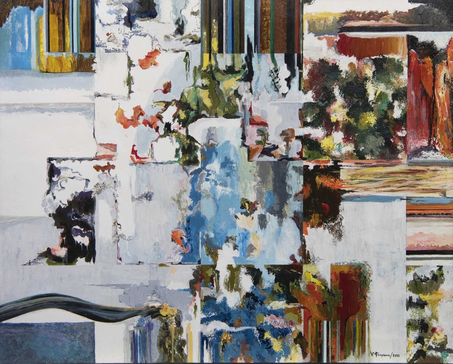 Lot 485 - ABSTRACT SQUARES, AN OIL BY VALENTINA FONESCA