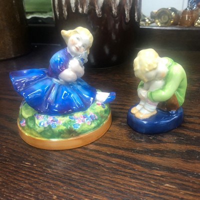 Lot 524 - A ROYAL WORCESTER FIGURE OF BETTY, AND ANOTHER OF SLEEPY BOY