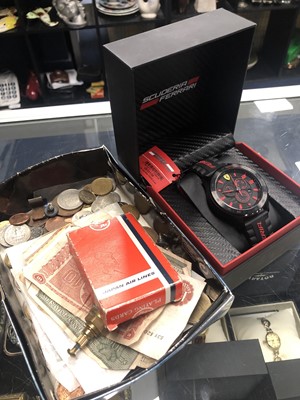 Lot 62 - A FERRARI SCUDERIA WRIST WATCH, COINS, STAMPS AND BANKNOTES