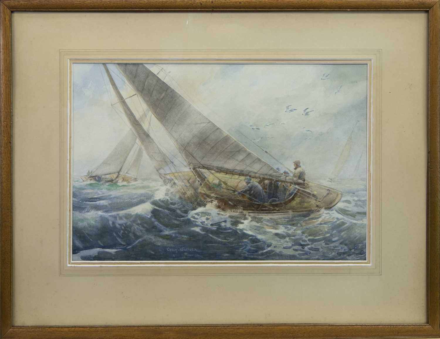 Lot 413 - RACING ON THE CLYDE, 1930, A WATERCOLOUR BY ROBERT CRAIG WALLACE