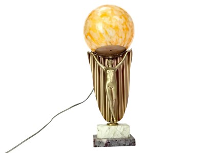Lot 1322 - AN ART DECO FIGURAL TABLE LAMP