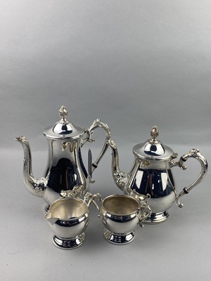 Lot 123 - A LOT OF SILVER PLATED WARE INCLUDING A FOUR PIECE TEA AND COFFEE SERVICE