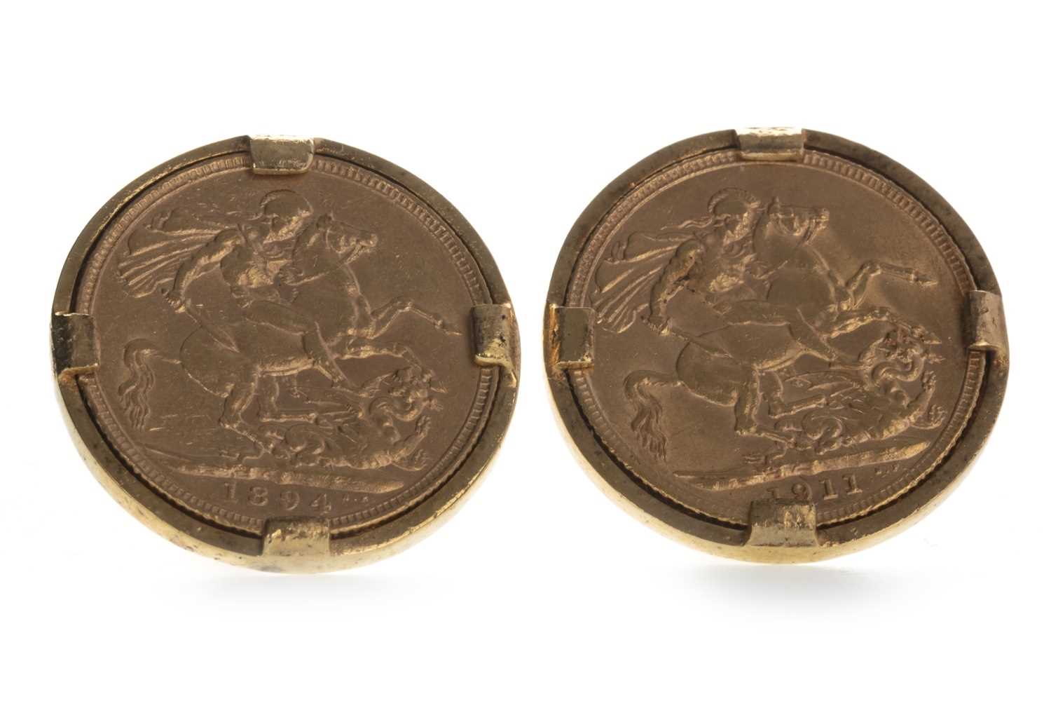 Lot 179 - A PAIR OF GOLD SOVEREIGN CUFFLINKS