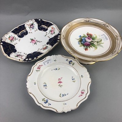 Lot 57 - A BLOOR DERBY CIRCULAR PLATE, DERBY DISH AND A STEMMED COMPORT