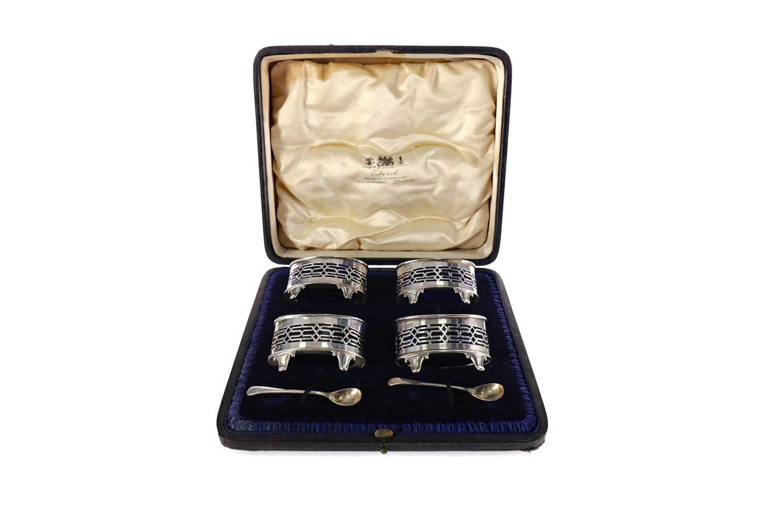 Lot 409 - A CASED SET OF FOUR SILVER SALT DISHES