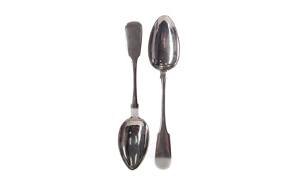 Lot 416 - A LOT OF TWO RUSSIAN SILVER TABLE SPOONS
