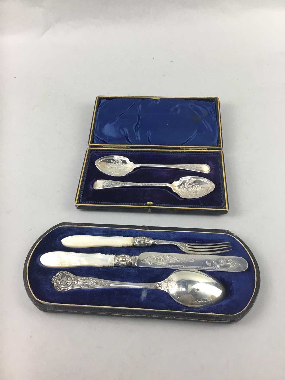 Lot 16 - A VICTORIAN SILVER CHRISTENING SET, MANICURE SET AND JAM SPOONS