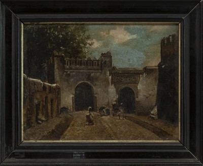 Lot 505 - AN ARCHITECTURAL SCENE OIL BY A BURADY