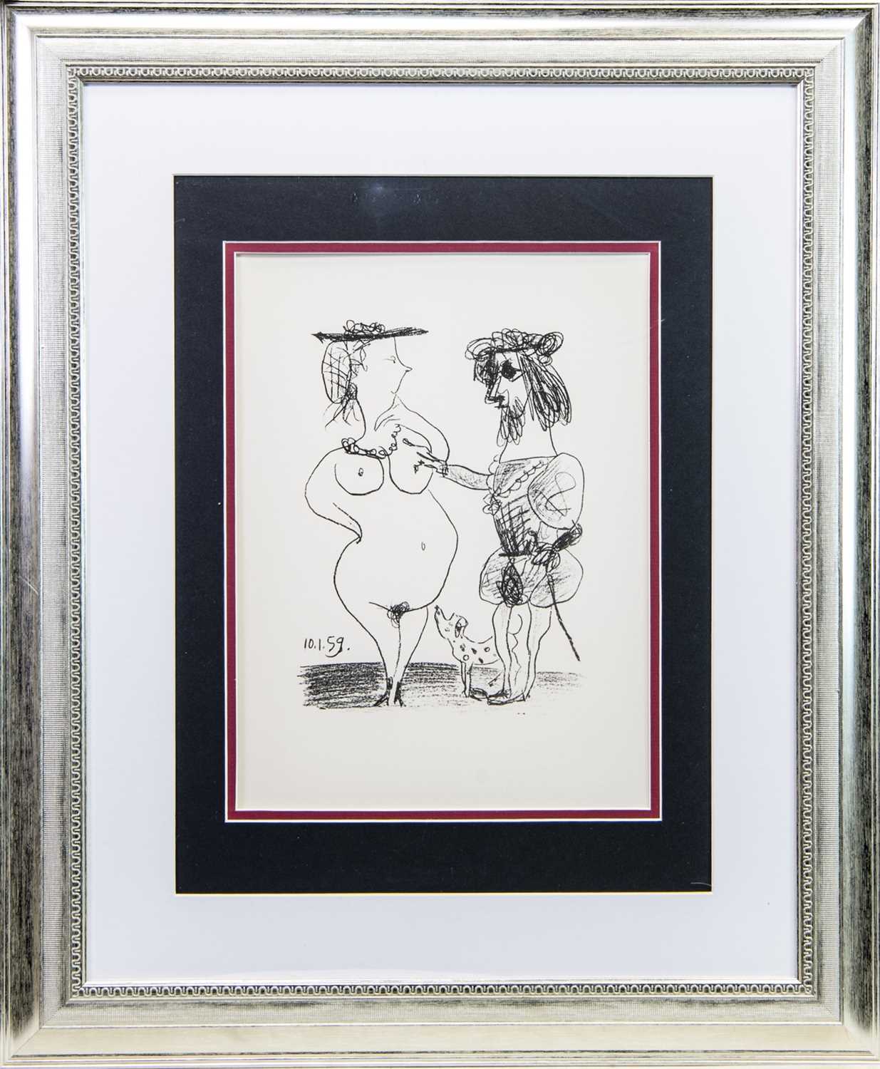 Lot 514 - ARTIST AND MODEL, A LITHOGRAPH AFTER PABLO PICASSO