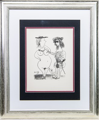 Lot 514 - ARTIST AND MODEL, A LITHOGRAPH AFTER PABLO PICASSO