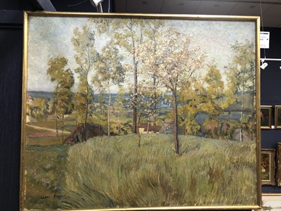 Lot 518 - MEADOWS IN SPRINGTIME, AN OIL BY ADOLPHE CLARY-BAROUX