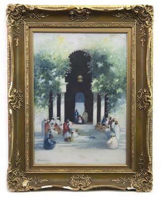 Lot 149 - THE SNAKE CHARMERS, A WATERCOLOUR BY HANS HANSEN