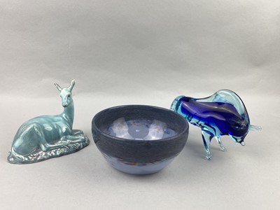Lot 116 - A STRATHEARN GLASS BOWL, ROYAL DOULTON FIGURE AND OTHERS