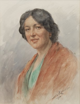 Lot 418 - PORTRAIT OF A LADY, A WATERCOLOUR BY HENRY WRIGHT KERR
