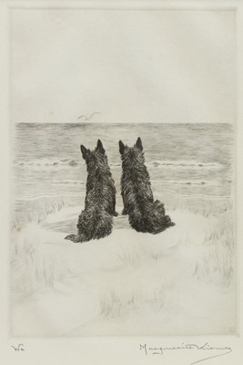 Lot 422 - TWO DOGS BY THE SHORE, AN ETCHING BY MARGUERITE LOUISA KIRMSE