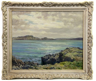 Lot 117 - THE SOUND OF IONA, AN OIL BY ROBERT DONNAN