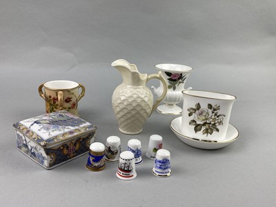 Lot 332 - A BELLEEK CREAM JUG ALONG WITH OTHER CERAMICS